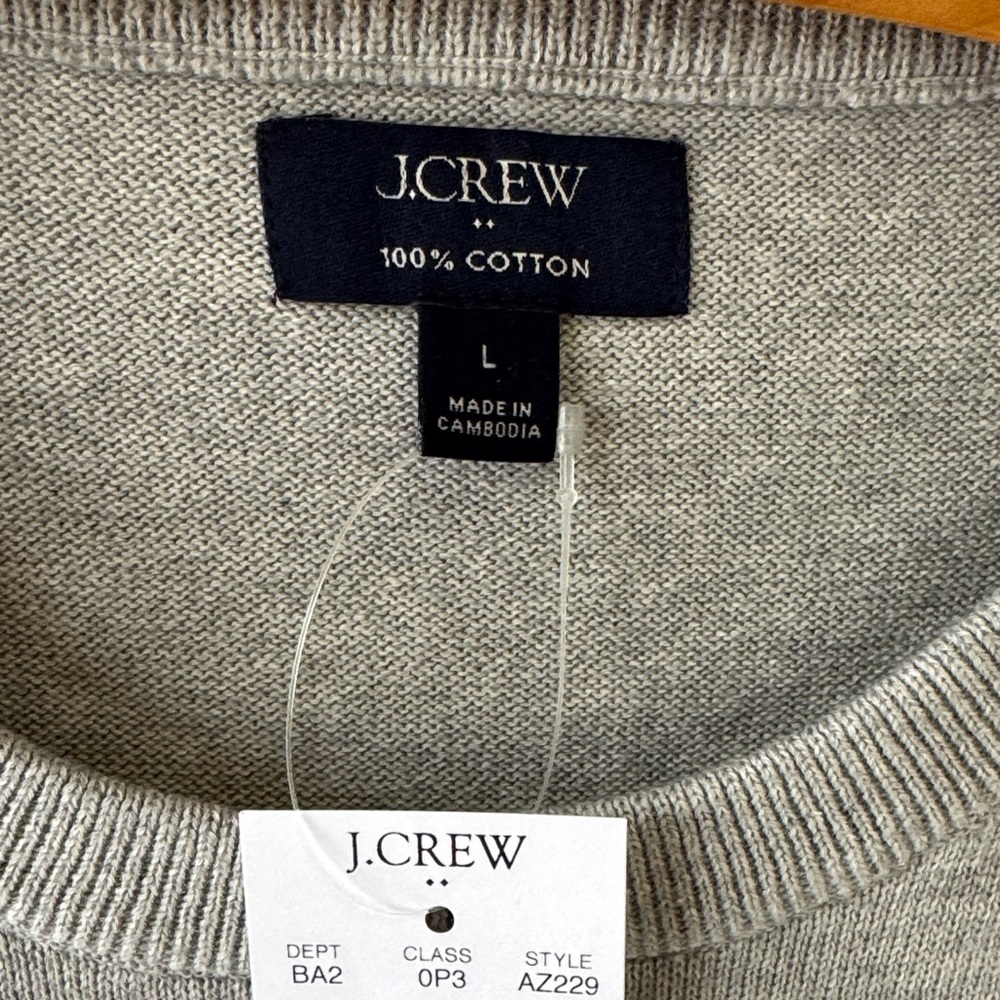 NEW J. Crew Men's Light Gray Cotton Crewneck Sweater - Picture 2 of 6